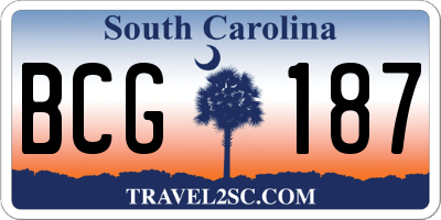 SC license plate BCG187
