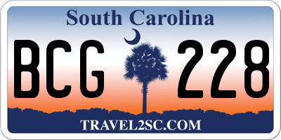 SC license plate BCG228