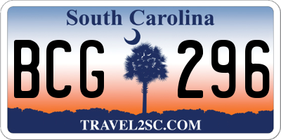 SC license plate BCG296