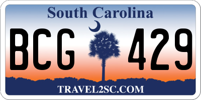 SC license plate BCG429