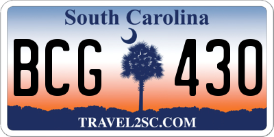 SC license plate BCG430