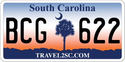 SC license plate BCG622