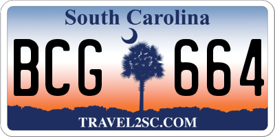 SC license plate BCG664