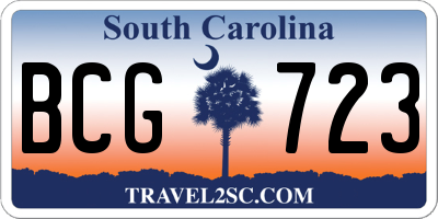 SC license plate BCG723