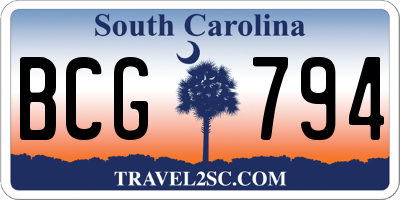 SC license plate BCG794