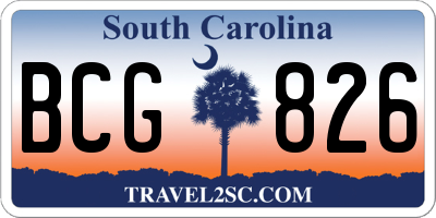 SC license plate BCG826