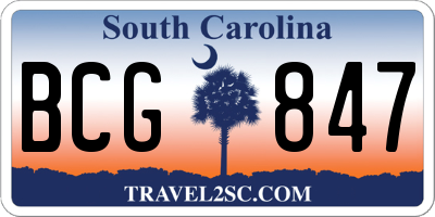 SC license plate BCG847