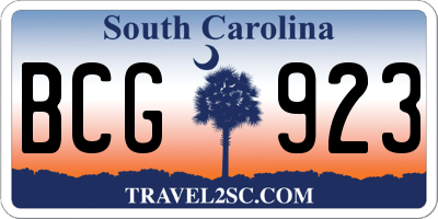 SC license plate BCG923