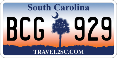 SC license plate BCG929