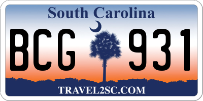 SC license plate BCG931