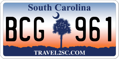 SC license plate BCG961