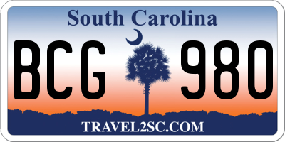 SC license plate BCG980