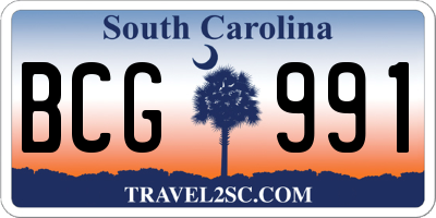 SC license plate BCG991