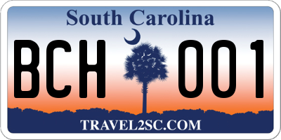 SC license plate BCH001
