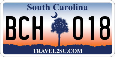SC license plate BCH018