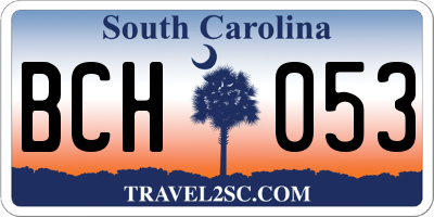 SC license plate BCH053