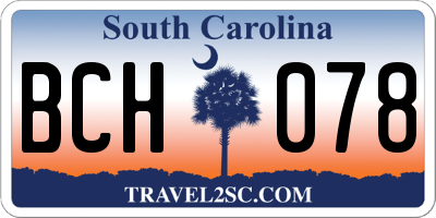 SC license plate BCH078
