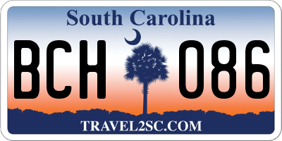 SC license plate BCH086