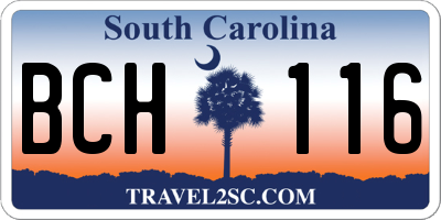SC license plate BCH116