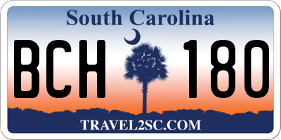 SC license plate BCH180