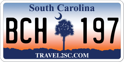 SC license plate BCH197
