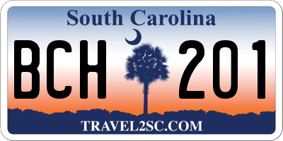 SC license plate BCH201