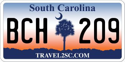 SC license plate BCH209