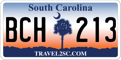SC license plate BCH213