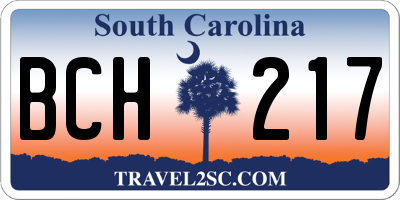 SC license plate BCH217