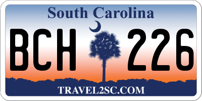 SC license plate BCH226
