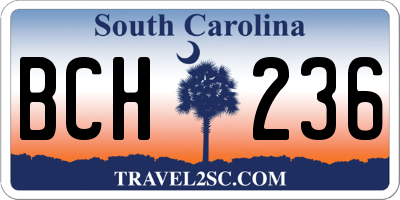 SC license plate BCH236
