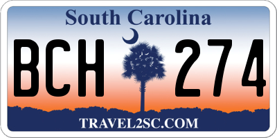 SC license plate BCH274