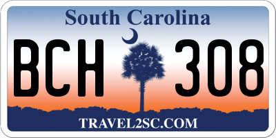 SC license plate BCH308