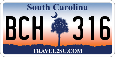 SC license plate BCH316
