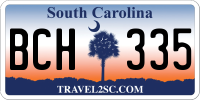 SC license plate BCH335