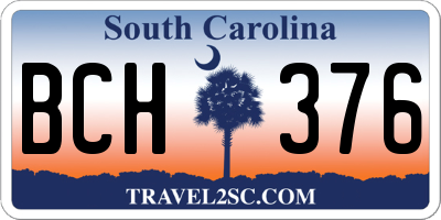 SC license plate BCH376