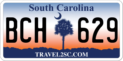 SC license plate BCH629