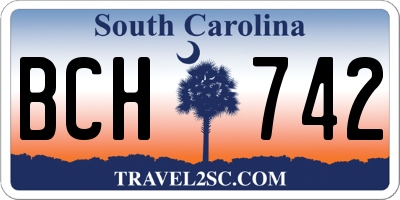 SC license plate BCH742