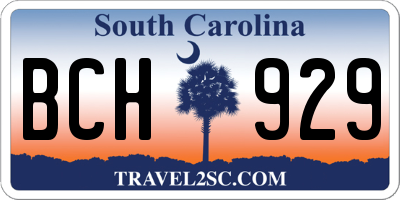SC license plate BCH929