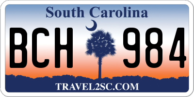 SC license plate BCH984