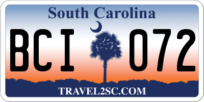SC license plate BCI072