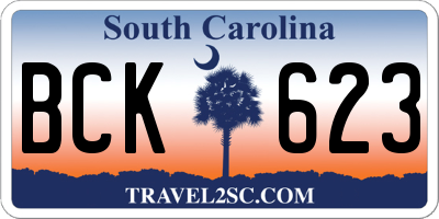 SC license plate BCK623