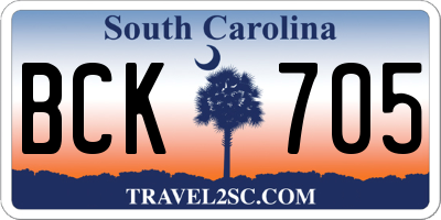 SC license plate BCK705
