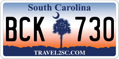 SC license plate BCK730