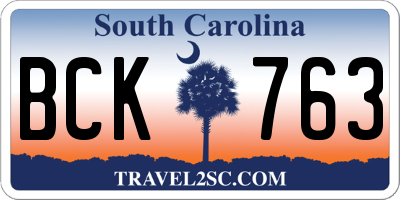 SC license plate BCK763