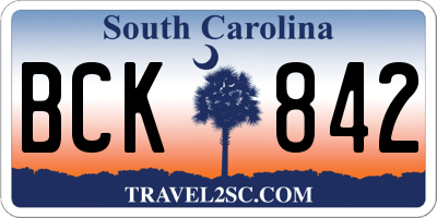 SC license plate BCK842