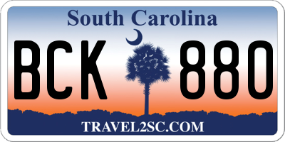SC license plate BCK880