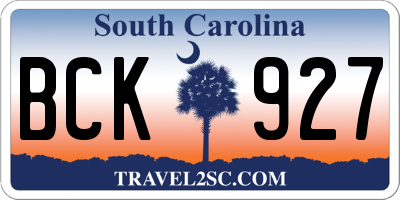 SC license plate BCK927