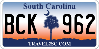 SC license plate BCK962