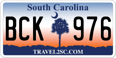 SC license plate BCK976